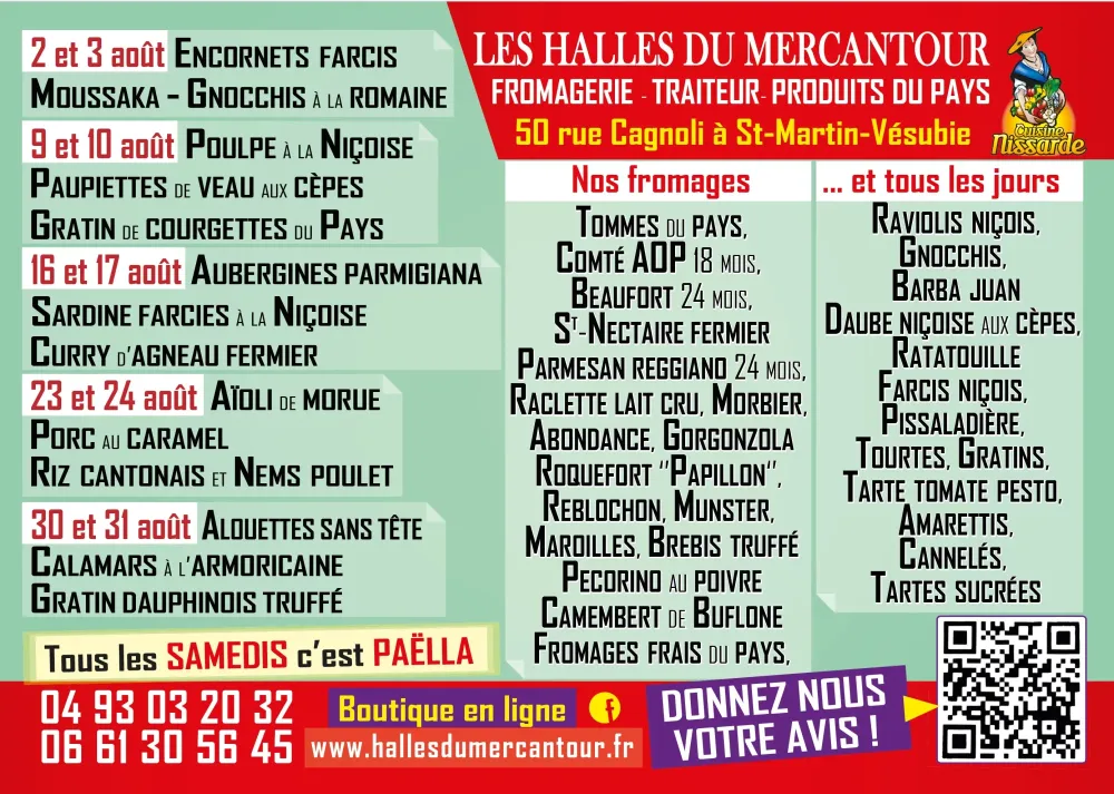 Menu Aout 2025